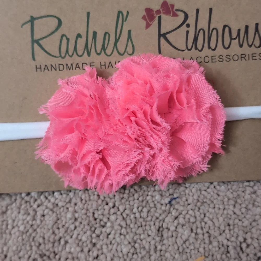 A set of 4 baby girl headbands Rachel's ribbons red, white and 2 different pink